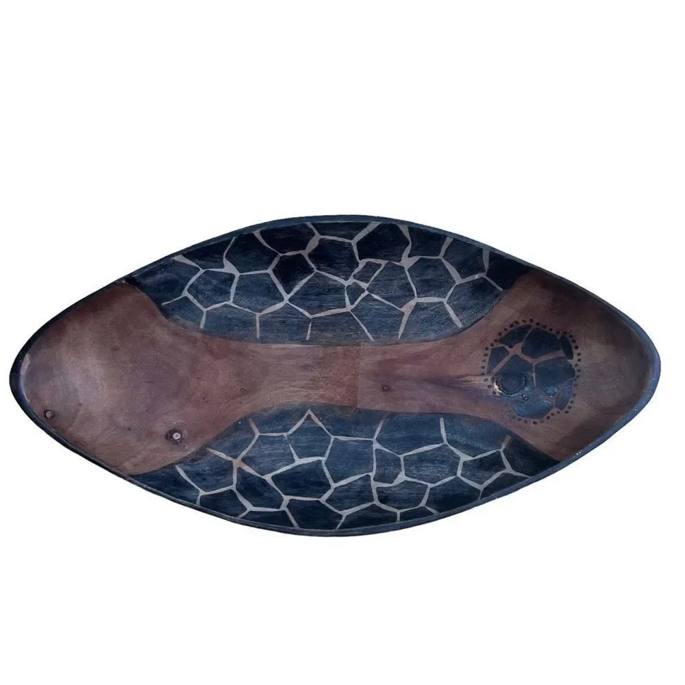 Animal print wooden bowl hand carved decorative